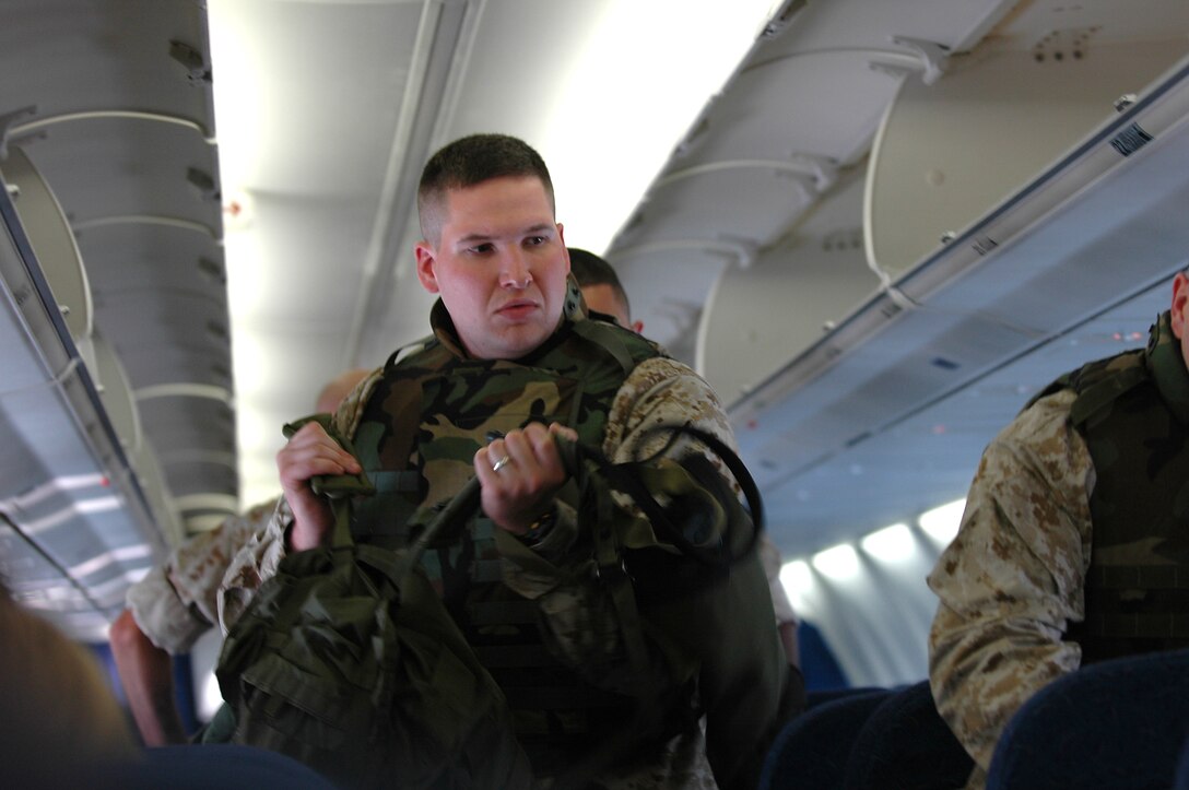 Marines brought all different kinds of gear with them for the flight from MCAS Cherry Point, N.C., to MCAS Yuma, Ariz. They have been traveling here constantly to participate in Exercise Desert Talon.