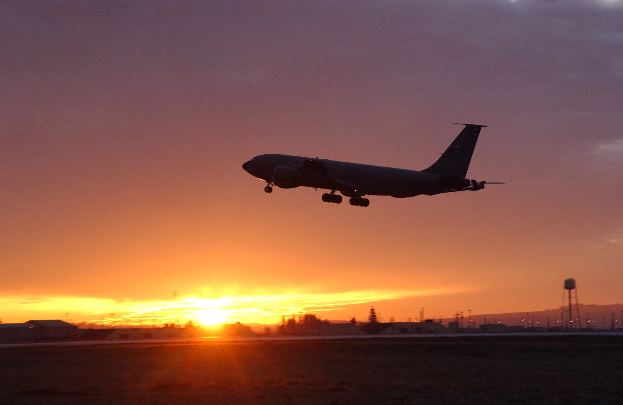 FAIRCHILD AIR FORCE BASE, Wash. -- A KC-135 Stratotanker lifts off the runway here for an early morning refueling mission.  (U.S. Air Force photo by Airman 1st Class Nathan Putz)