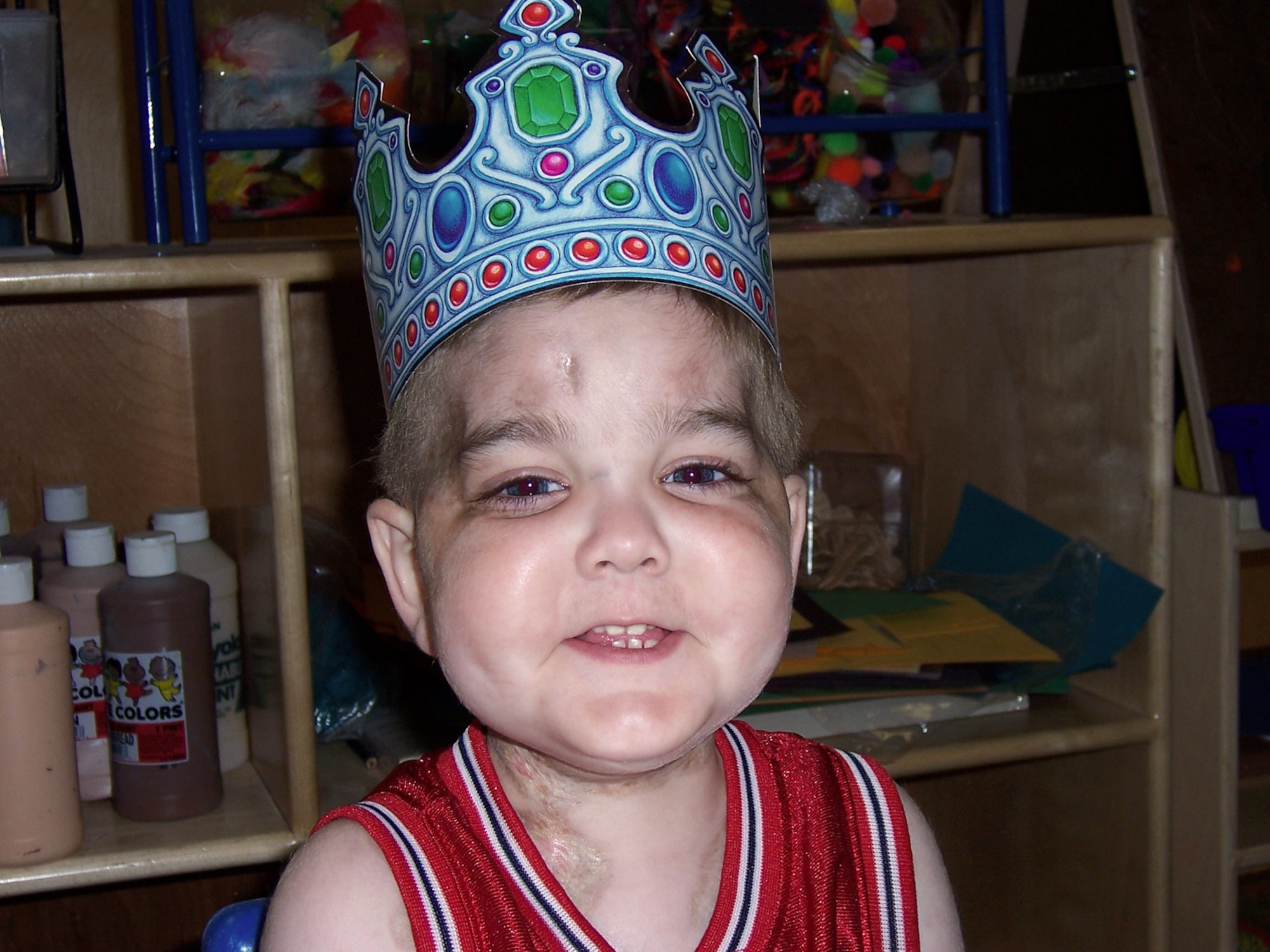 HANSCOM AIR FORCE BASE, Mass. -- Connor Tierney celebrates his fourth birthday at the child development center here.  He was recently diagnosed with a rare lung disease called bronchiolitis obliterans caused by treatments for the leukemia he was diagnosed with at 4 months old.  (U.S. Air Force photo by Nicole Picariello)
