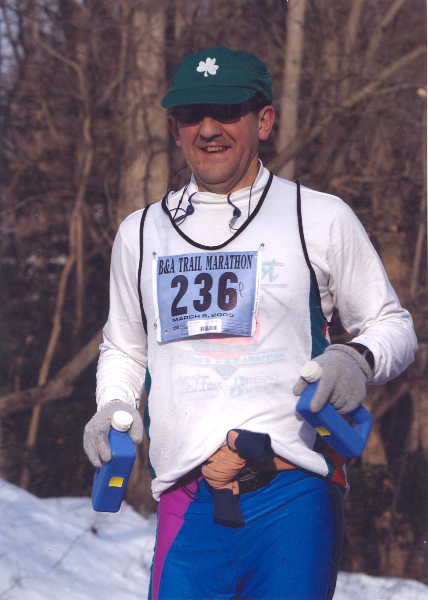 SEVERNA PARK, Md. -- Chief Master Sgt. David Hamel runs in his 60th marathon here recently.  He finished the race in 4 hours, 37.50 seconds -- an average 11 minutes, 35 second pace per mile.  Unlike other marathons, this was a trail run that covered rolling hills, rural back roads and bike trails.  Chief Hamel has run 61 marathons in 35 states.  He is working his way toward not only finishing at least one marathon in each state, but to complete 100 marathons.  He is assigned to the 23rd Maintenance Squadron at Pope Air Force Base, N.C.  (U.S. Air Force photo)