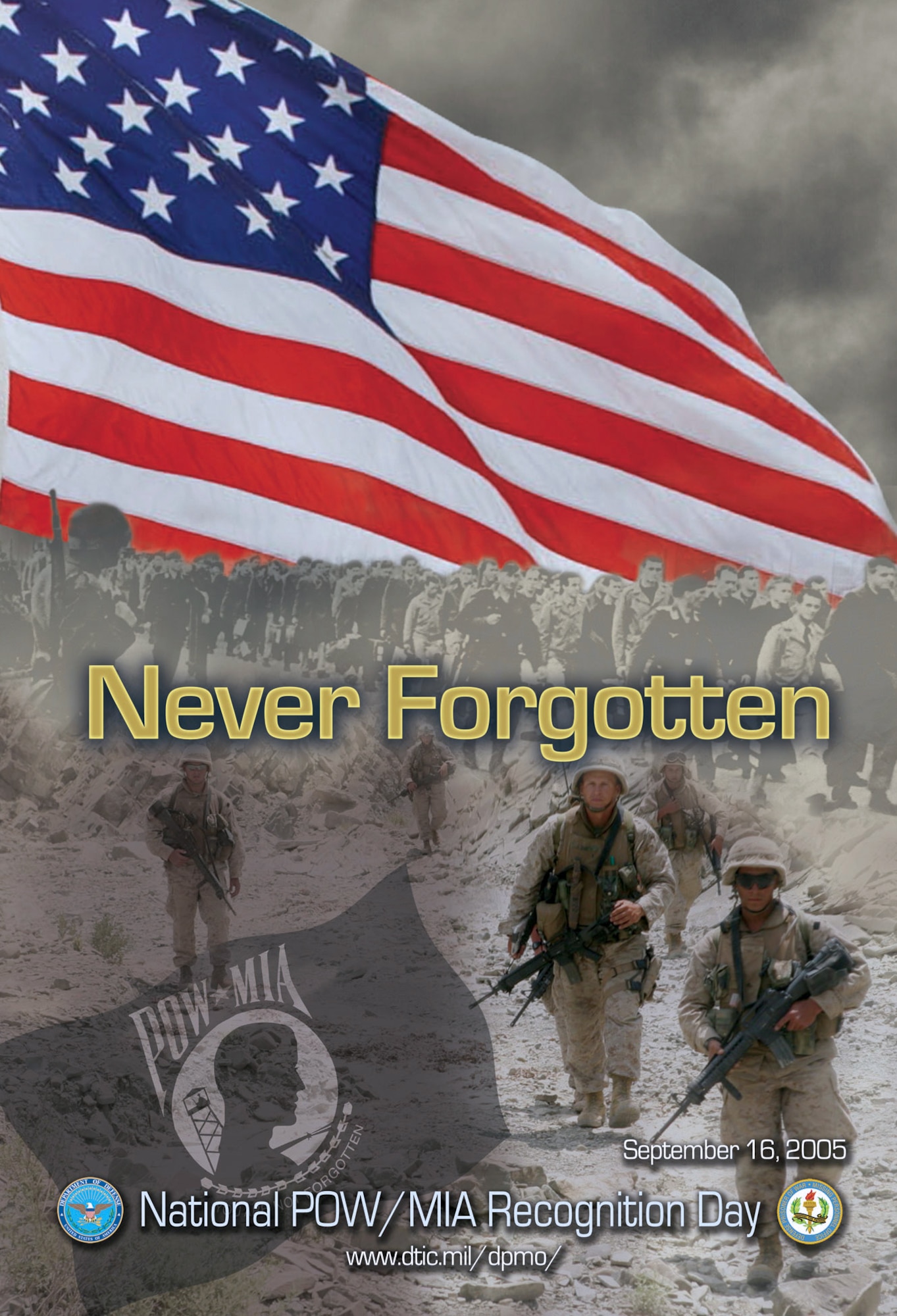 GRAPHIC -- About 140,000 copies of the 2005 POW/MIA Recognition Day poster are being sent to ships at sea, military installations worldwide, Veterans Affairs medical facilities and to veterans and family organizations.  (Defense POW/Missing Personnel Office graphic)