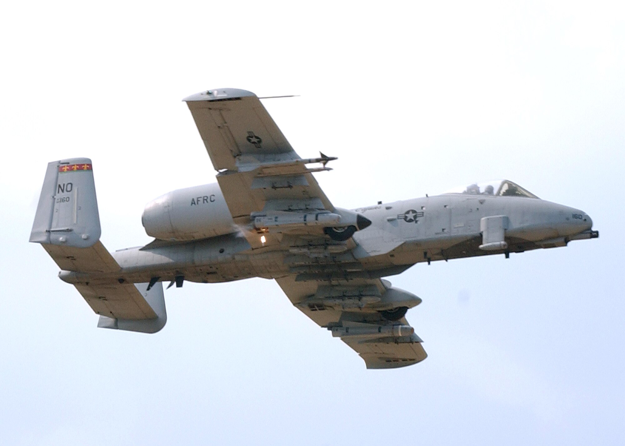 FORT POLK, La. -- An A-10 Thunderbolt II drops a flare after destroying a ground target during a live-fire engagement as part of Air Warrior II here.  (U.S. Air Force photo by Senior Airman Stephen Otero) 