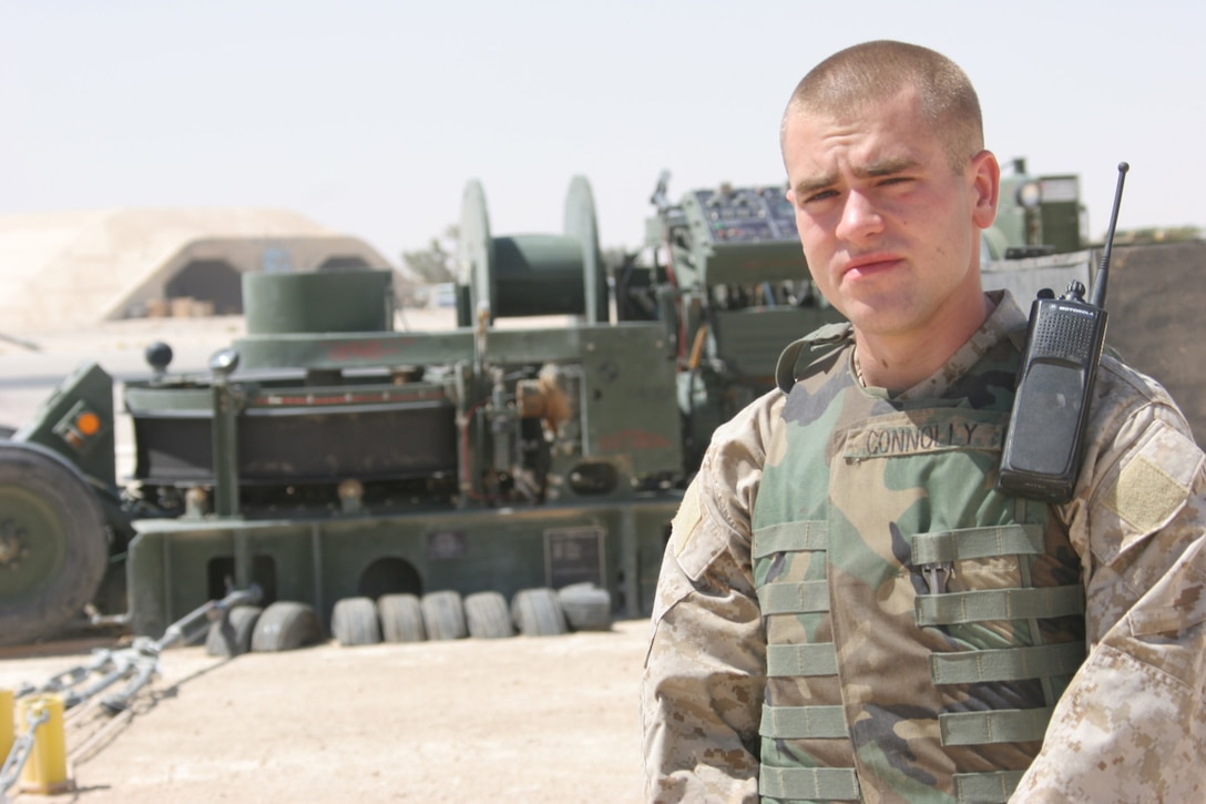 AL ASAD, Iraq ? Lance Cpl. James Connolly, a runway crewman with Marine Wing Support Squadron 271 and Westchester, N.Y., native has aspirations of becoming a New York State trooper. Being a police officer is in his blood with his recently retired father and brother both members of the New York City Police Department.