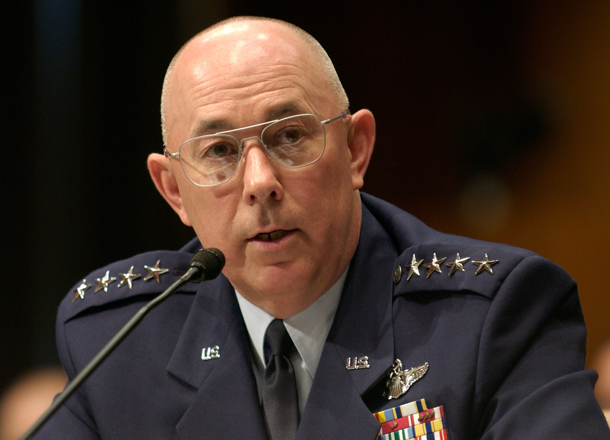 WASHINGTON -- Gen. T. Michael Moseley testifies before the Senate Armed Services Committee during his confirmation hearing here June 29.  General Moseley was nominated to be the next Air Force chief of staff.  (U.S. Air Force photo by Master Sgt. Jim Varhegyi)