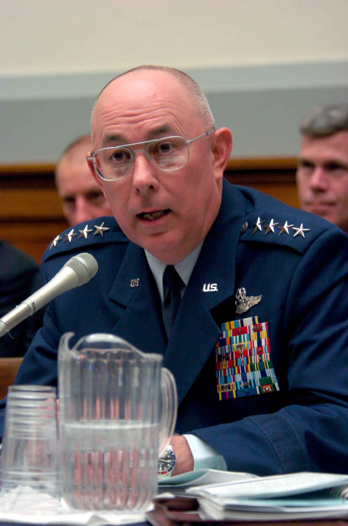 WASHINGTON -- Gen. T. Michael Moseley, Air Force vice chief of staff, testifies on the state of Air Force readiness during a hearing of the House Armed Services Committee subcommittee on readiness March 3.  (U.S. Air Force photo by Master Sgt. Gary R. Coppage)