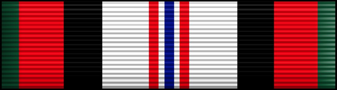 Afghanistan Campaign Medal, awarded to members of the US uniformed services who serve or have served in Afghanistan or contiguous air space, as defined by such regulations, on or after 24 October 2001 to a date to be determined as prescribed by the Secretary of Defense.  Air Force Awards and Decorations (enhance color), U.S. Air Force graphic, AFNEWS/PAND.  The JPG image is a stylized version whereas the EPS version is a two-dimensional line art illustration.