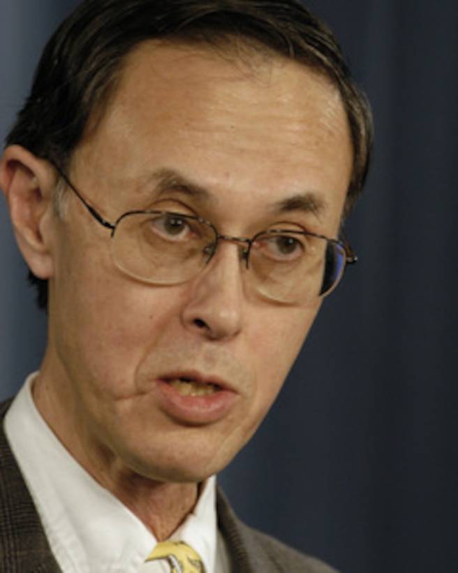 Under Secretary of Defense for Personnel and Readiness David S.C. Chu responds to a reporter's question during a Pentagon press briefing on the Confidentiality and Service Academy Sexual Assault and Leadership Survey on March 18, 2005. The survey is intended to assist senior Department and Academy leaders, and members of Congress to identify changes or adjustments to improve future Academy operations, gender climates, and perceptions. 