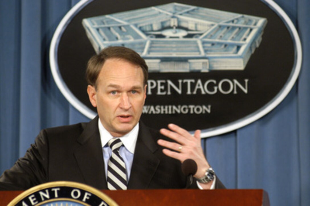 Assistant Secretary of Defense for Health Affairs Dr. William Winkenwerder Jr. comments on the new premium-based health care plan being made available to qualified members of the National Guard and Reserves during a Pentagon press briefing on March 24, 2005. The TRICARE Reserve Select program is designed to cover the individual service member as well as his or her dependents and will terminate at the end of the subscriber's service agreement. 