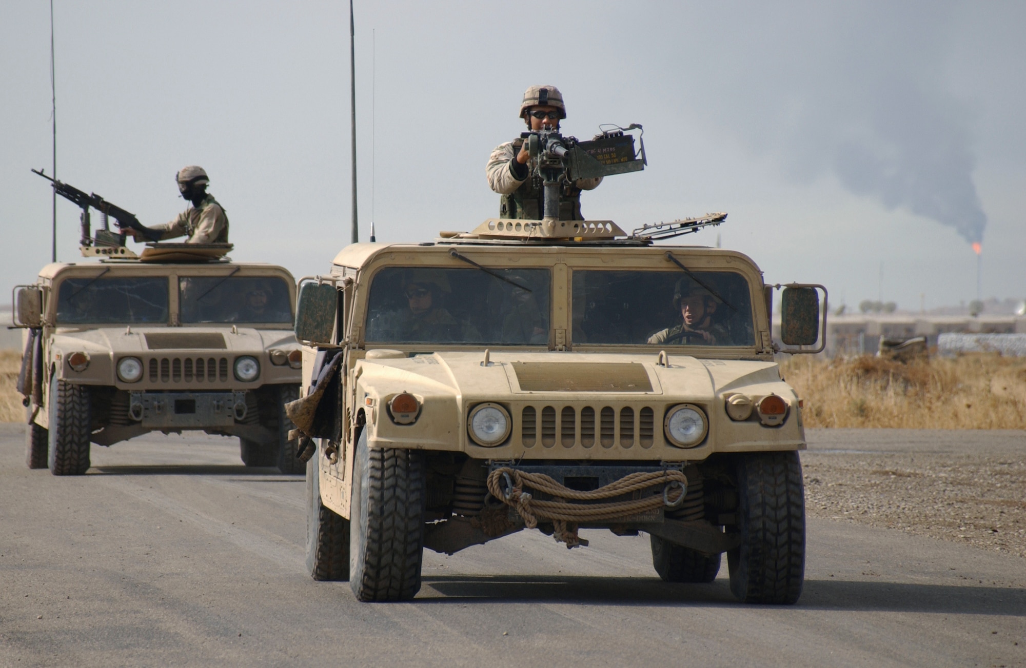 KARSHI-KHANABAD AIR BASE, Uzbekistan -- Security forces ride in Humvees to conduct mounted and dismounted foot patrols through local villages.  (U.S. Air Force photo by Staff Sgt. Adrian Cadiz)