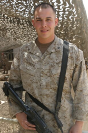 Currently working in G-4, II Marine Expeditionary Force, Headquarters Group, II MEF (FWD), Lance Cpl. Nicholas J. Eppinger handles engineer projects within 2nd Marine Division, 2nd Marine Air Wing, and 2nd Force Service Support Group.  He has been in the Corps almost three years and joined so he could get out of the environment he was in.