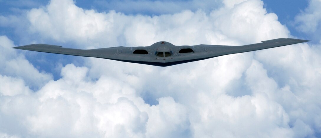 OVER THE PACIFIC OCEAN -- A B-2 Spirit soars through the sky after a refueling mission here May 2.  The B-2 is assigned to the 393rd Expeditionary Bomb Squadron from Whiteman Air Force Base, Mo. The bomber is currently deployed to Andersen AFB, Guam, as part of a continuous bomber presence in the Asia-Pacific region. (U.S. Air Force photo by Tech. Sgt. Cecilio Ricardo)

