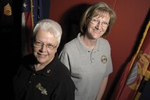 Mary Lou Keester, left, and Thea Welke founded the Marine Moms of the Quad-Cities, a support group for the mothers of current or soon-to-be Marines in the Davenport, Iowa, area in April 2005. With many wary mothers and fathers urging their children to avoid military service, Marine recruiters in the area refer parents to Welke and Keester, who offer to share their own experiences about having kids in the Corps. (Photo taken May 11, 2005, by Staff Sgt. Bill Lisbon)