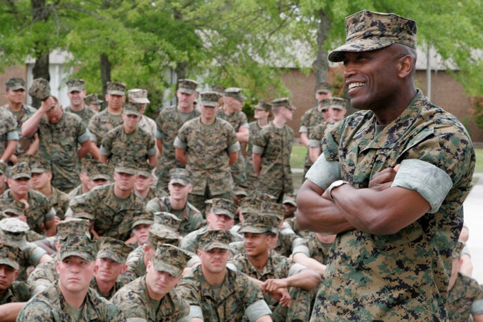 MARINE CORPS BASE CAMP LEJEUNE, N.C. - Sergeant Major John L. Estrada, the 15th Sergeant Major of the Marine Corps, visited Camp Lejeune Friday.  While on base, Estrada toured the Military Operations in Urban Terrain facility, ate at the 2nd Battalion, 2nd Marine Regiment chow hall, and talked to Marines from 2nd Marine Division, 2nd Force Service Support Group and Marine Corps Base.