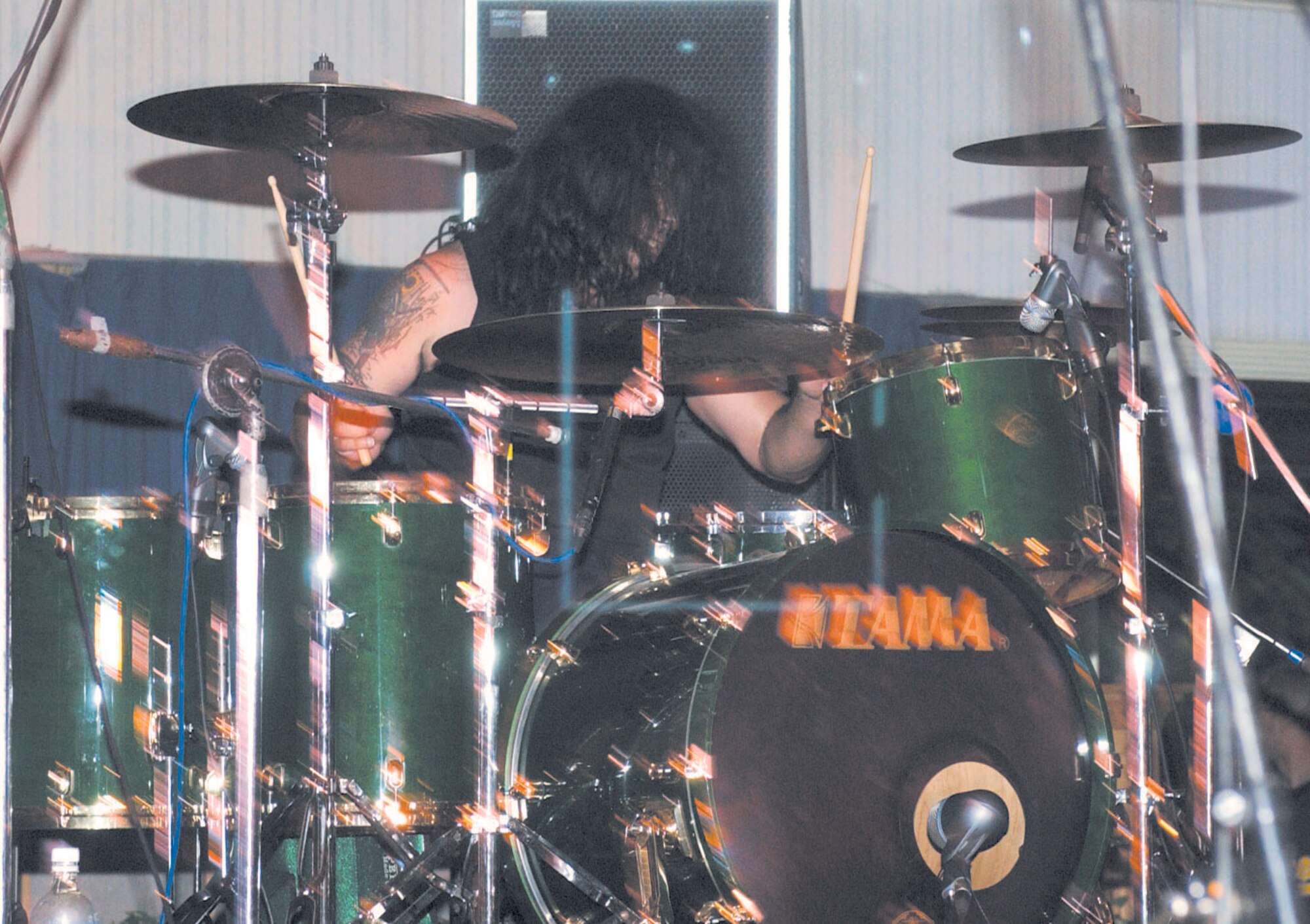 KUNSAN AIR BASE, South Korea -- Frankie Banali performs during Quiet Riot's opening set May 17. The performance wrapped up a six-day concert series at military installations across South Korea and featured performances by Quiet Riot and Skid Row.  (U.S. Air Force photo by Staff Sgt. Alan Port)