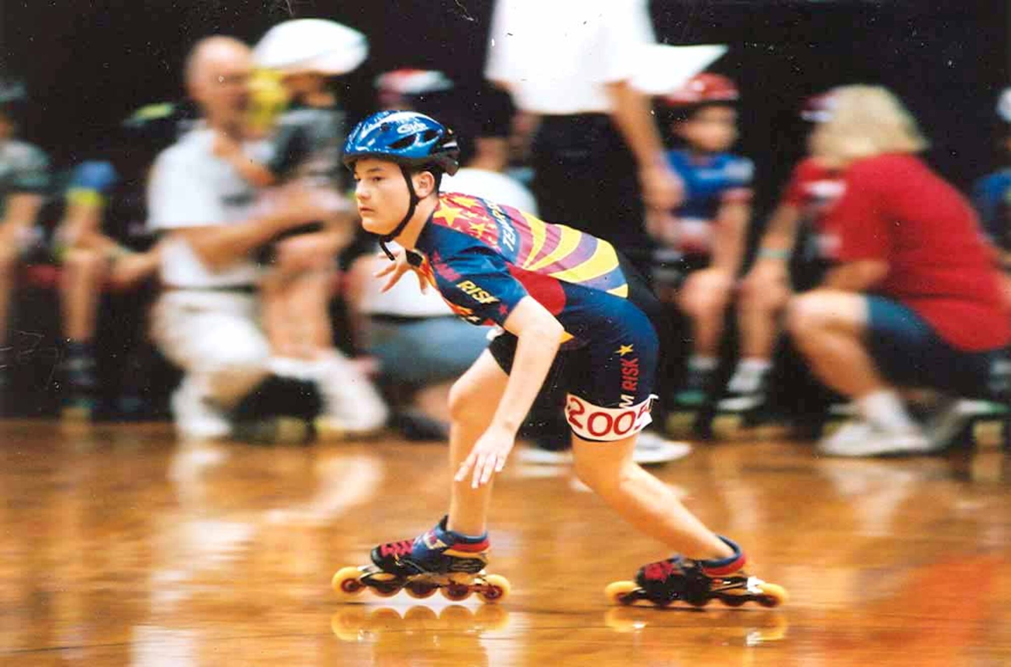 PENSACOLA, Fla. -- Airman 1st Class Eddie Canino competes in the 2001 National Indoor Speed and Figure Skating Championships here.  He is an F-16 Fighting Falcon avionics technician with the 46th Aircraft Maintenance Squadron at nearby Eglin Air Force Base.  (Courtesy photo)