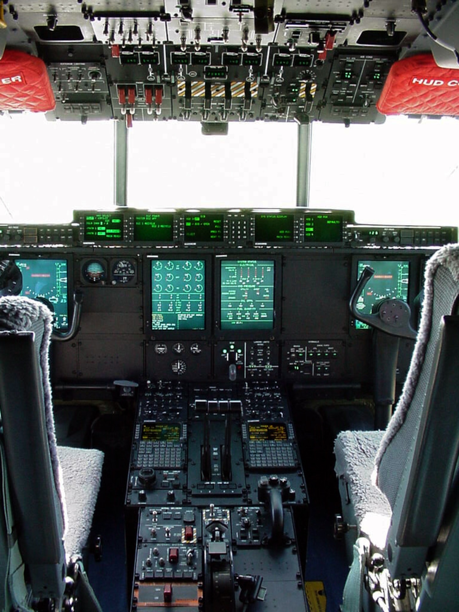 FILE PHOTO -- The WC-130J Hercules aircraft features a glass cockpit packed with the latest in computer assisted flight and navigational controls.  These systems enhance the situational awareness of crews and allow them to focus on their in-flight tasks.  (U.S. Air Force photo)