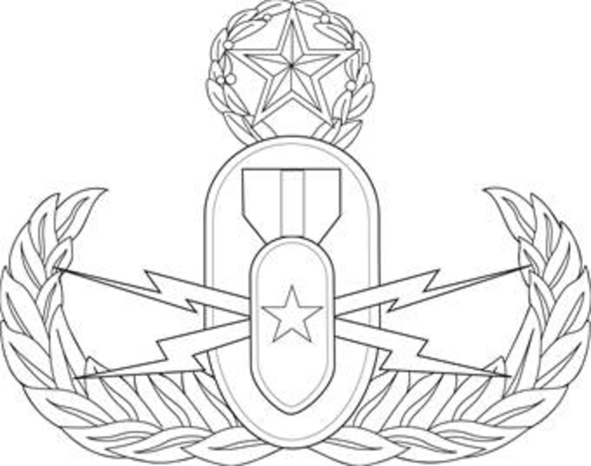 Explosive Ordnance Badge-Master level, b/w, U.S. Air Force graphic