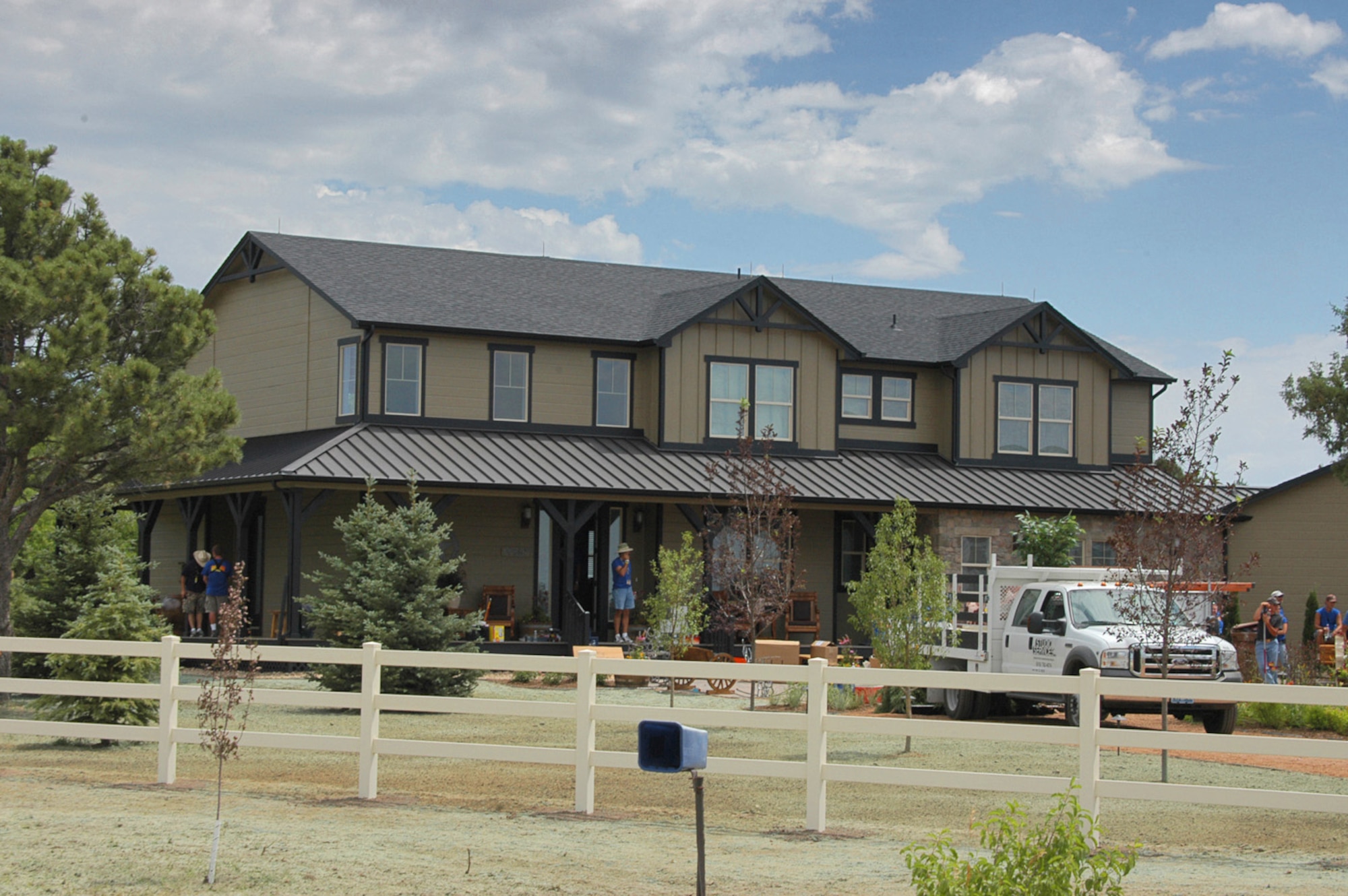 PEYTON, Colo. -- The new 4,000-square-foot residence of Billy Jack and Anne Barrett, along with their six children sits on the site of their old home. The Barretts' old home was redesigned for them by the ABC television network's "Extreme Home Makeover" July 10 to July 17. The show aired nationally Oct. 2. (U.S. Air Force photo by James Lovely)