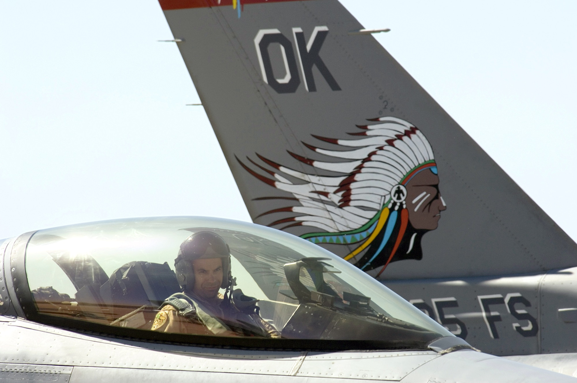 MORON AIR BASE, Spain -- Maj. Kelly Connell shuts down his F-16 Fighting Falcon engine here.  The pilot from the 180th Fighter Wing at Toledo, Ohio, is on his way home on a "Coronet East" mission after supporting Operation Iraqi Freedom.  Coronet East is a title given to a group of jet fighters flying with necessary tankers for air refueling and an air transport with necessary maintenance support in tow.  (U.S. Air Force photo by Master Sgt. John E. Lasky)