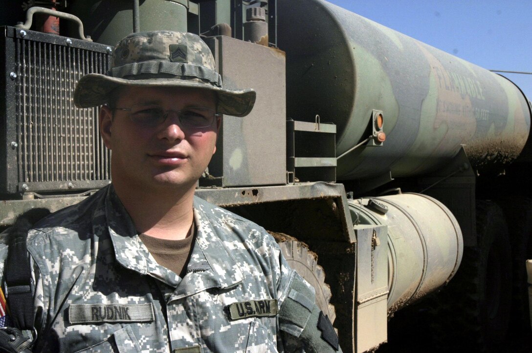 Army Sgt. Shane M. Rudnik, of Johnstown, serving here with the Pennsylvania National Guard?s 876th Engineer Battalion, is the fuel section sergeant for his unit and works daily in one of Iraq?s most active areas for clashes between coalition and insurgent forces.