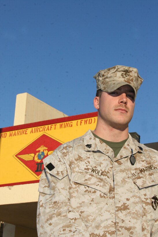 Sergeant C. Alexander Wolf, a communications signal collection and signals intelligence analyst for 2nd Marine Aircraft Wing (Forward), is on his fourth deployment to the Middle East since 2003.