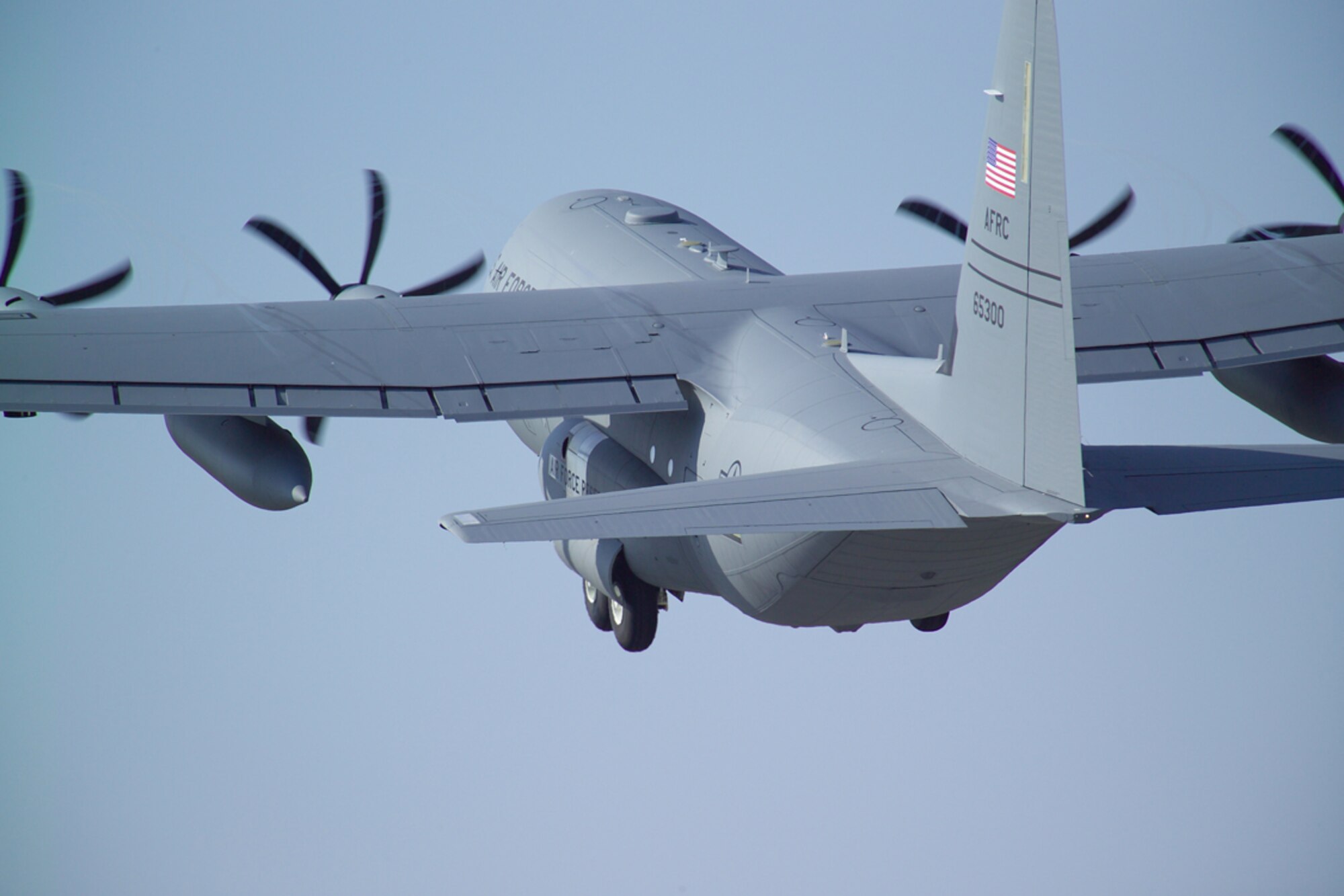 An Air Force Reserve Command WC-130J from the 403rd Wing at Keesler Air Force Base, Miss., takes off to hunt another hurricane. The 53rd Weather Reconnaissance Squadron's "Hurricane Hunters" are the only Department of Defense unit with the designated mission of flying into hurricanes to gather critical data for the National Weather Service.