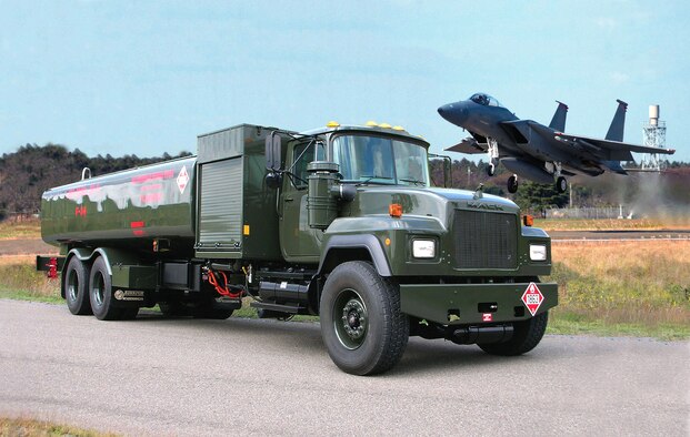 ROBINS AIR FORCE BASE, Ga. -- The R-11 hybrid electric refueling truck is expected to save the Air Force energy dollars. (U.S. Air Force photo)