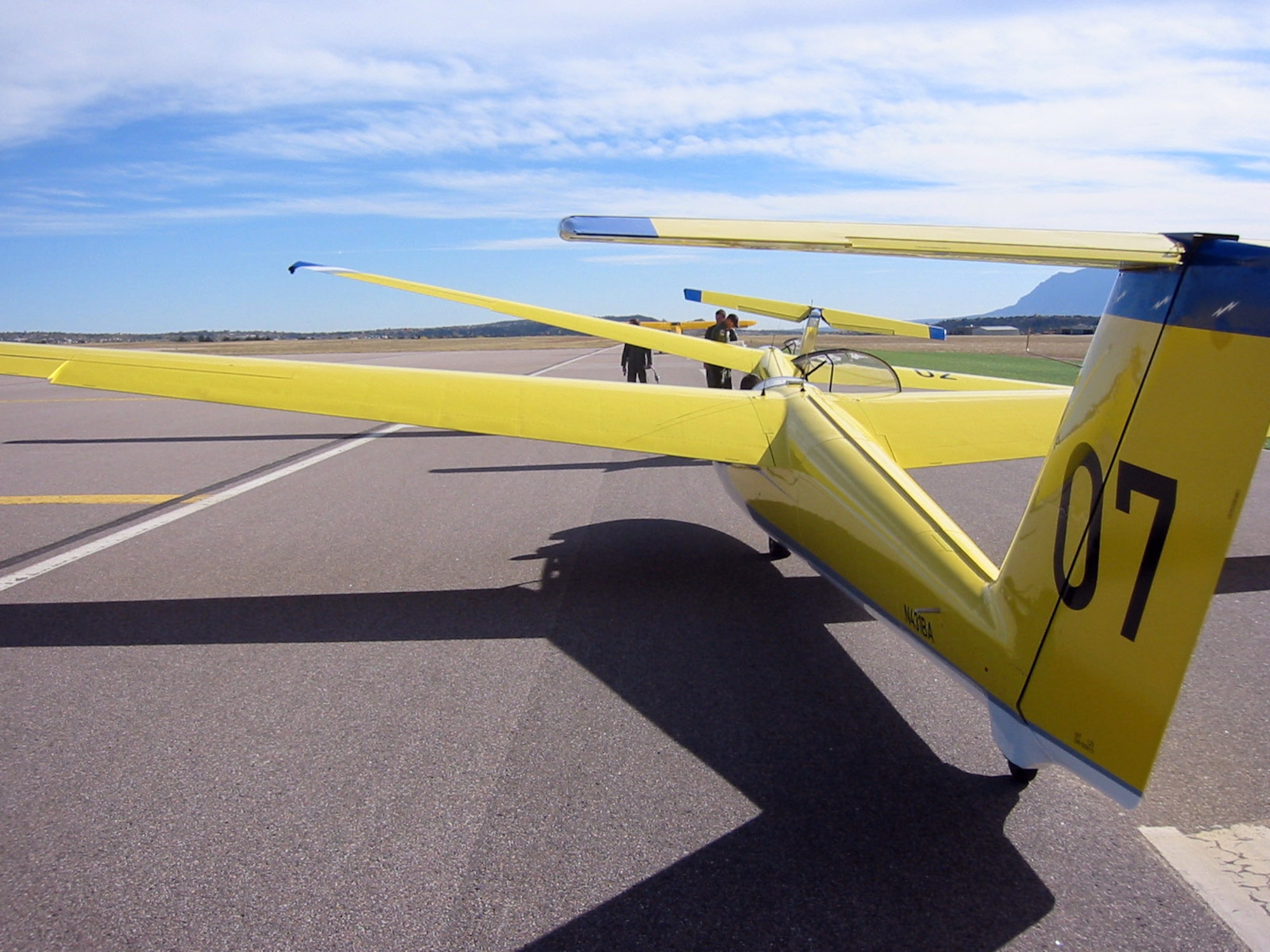 Gliders at the Air Force Academy in Colorado Springs, Colo., await takeoff for training recently.  About 30 other Reservists formed for the squadron recently giving Reservists a more prominent role in training cadets at the school. (Photo by Tech. Sgt. Jason Tudor)