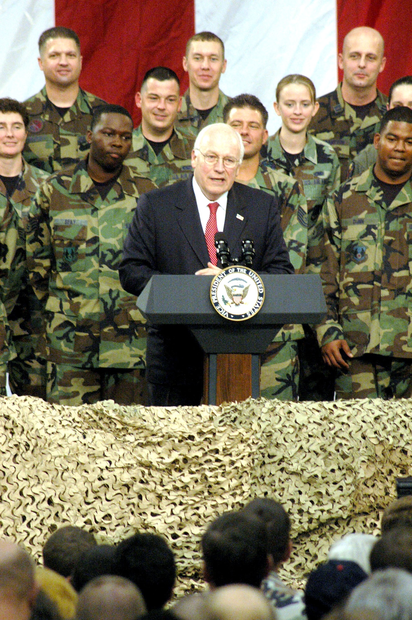 WASHINGTON (AFPN) -- Vice President Dick Cheney speaks at Robins Air Force Base, Ga., Oct. 28. (U.S. Air Force photo by Sue Sapp)