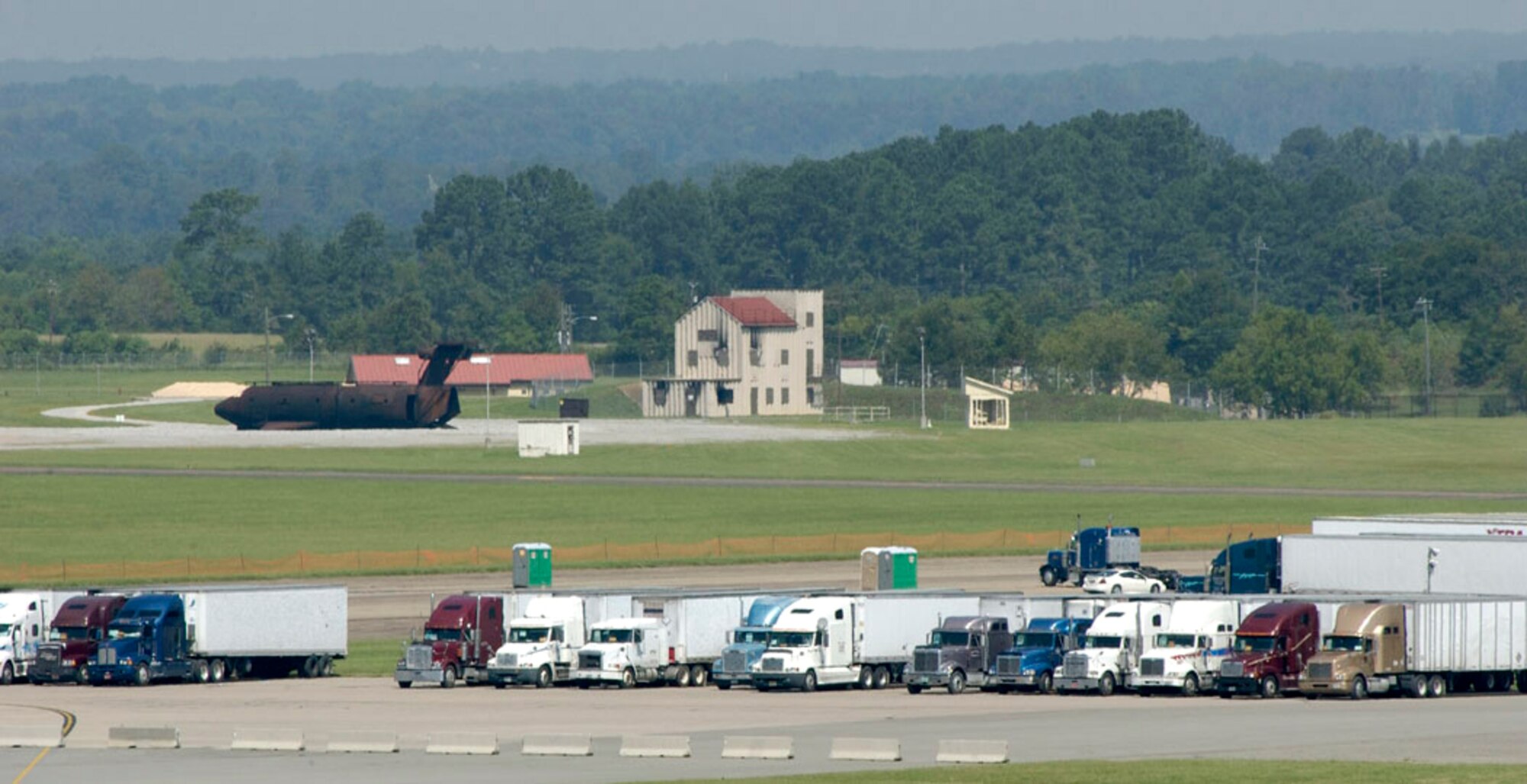 MAXWELL AIR FORCE BASE, Ala. -- Semi-trucks sit at this staging facility for hurricane assistance.  The Federal Emergency Management Agency trucks carried ice, packaged meals and water to hurricane evacuees.  (U.S. Air Force photo by Master Sgt. Jack Braden)