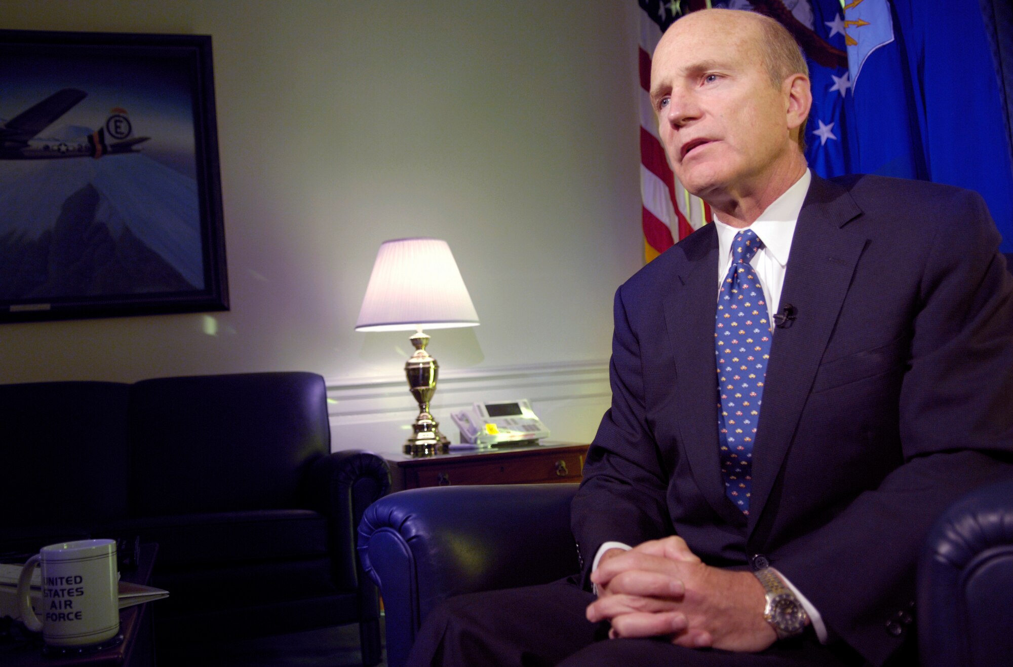 WASHINGTON -- During an interview in his Pentagon office, acting Secretary of the Air Force Pete Geren summarizes his top priorities for the Air Force on Sept. 7.  He said that for him the top priority for all senior Air Force leaders is to meet the needs of the people in the Air Force, and that continuing to invest in Airmen will ensure they stand ready to face the demands placed on them.  (U.S. Air Force photo by Master Sgt. Jim Varhegyi)