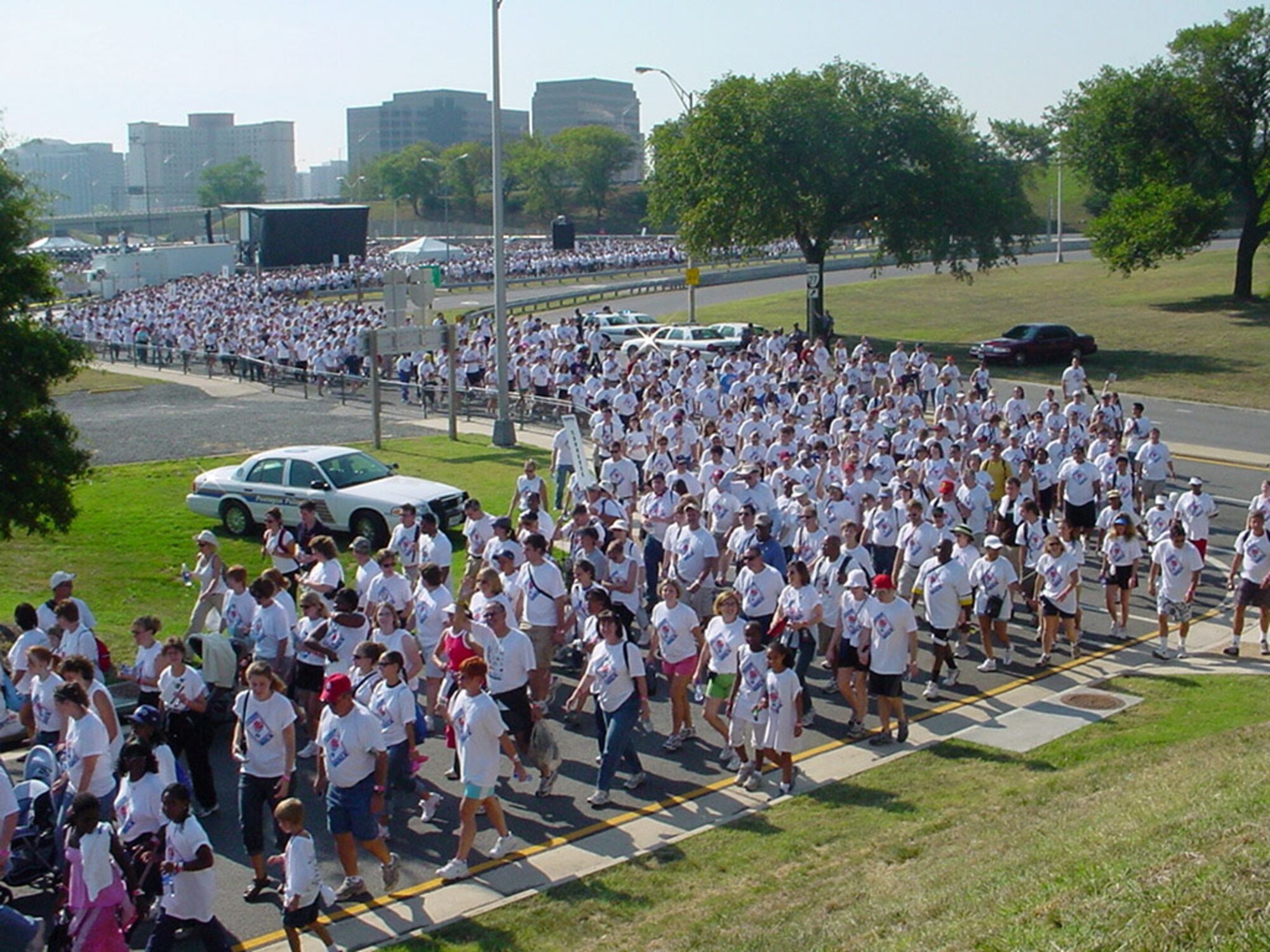 WASHINGTON - Thousands of people participated in the first "America Supports You Freedom Walk" on Sept. 11.  The two-mile walk began at the Pentagon and ended at the National Mall.  (U.S. Air Force photo by Master Sgt. David Byron)