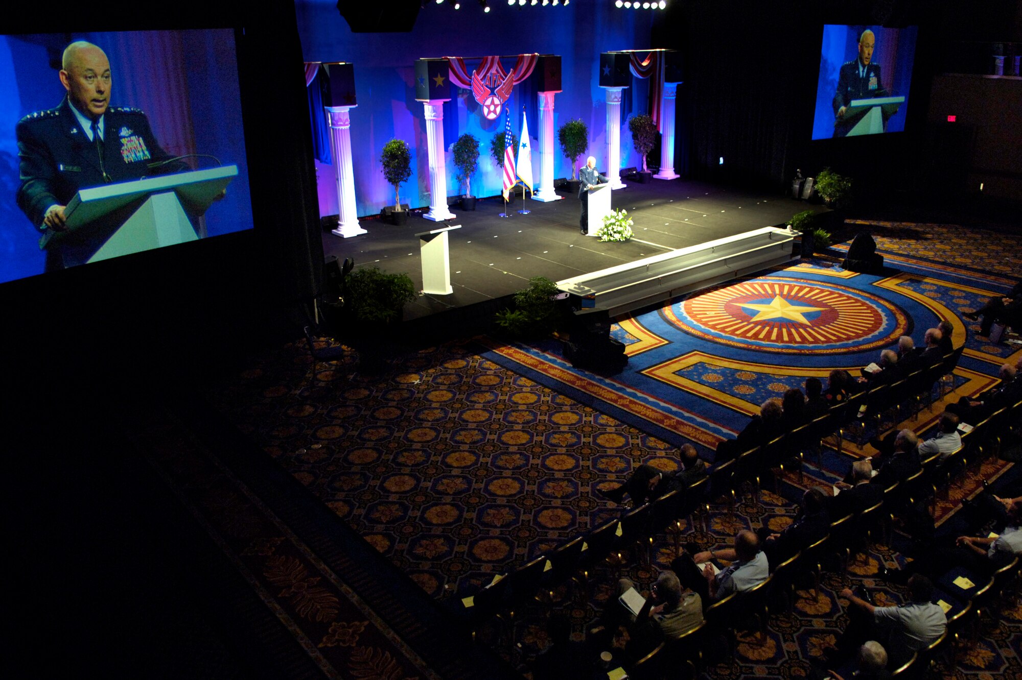 WASHINGTON -- Air Force Chief of Staff Gen. T. Michael Moseley gives his keynote address on the future of air and space power during the final day of the Air Force Association's 2005 Air and Space Conference and Technology Exposition here Sept. 14.  (U.S. Air Force photo by Master Sgt. Jim Varhegyi)