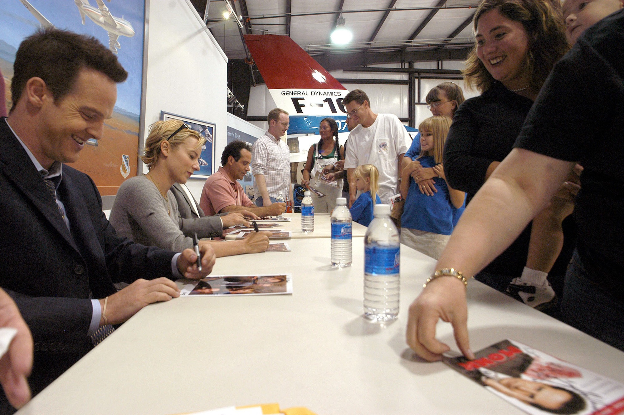 EDWARDS AIR FORCE BASE, Calif. -- More than 200 people received autographs from the cast of NBC Universal and USA Network's show "Monk" here Sept. 9. The cast and crew wrapped-up a two-day filming of a new episode scheduled to air on USA Network in January 2006. (U.S. Air Force photo by Airman 1st Class Francesca Carrano)