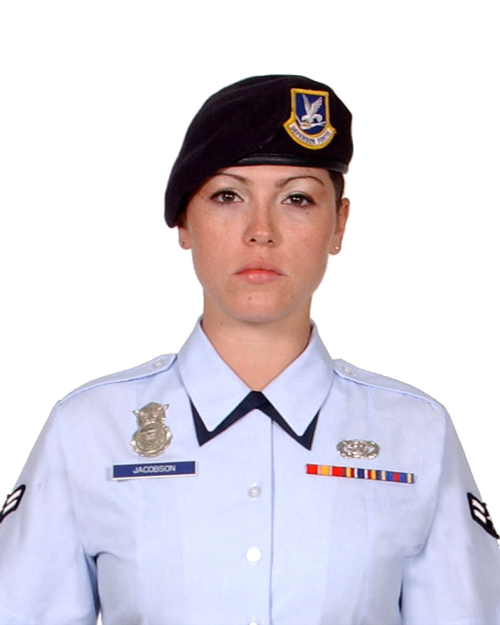 Airman 1st Class Elizabeth Jacobson, 21, was providing convoy security Sept. 28 near Camp Bucca, Iraq, when the vehicle she was riding in was hit by an improvised explosive device. (Courtesy photo)
