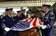 Members of the Travis Air Force Base Honor Guard performs a military flag folding in honor of Senior Airman Alecia Sabrina Good.  Airman Good was buried with full military honors in Dixon California, on Feb. 28. The 23-year-old Air Force radio operator died in helicopter crash in the Arden Sea off the coast of Djibouti on Feb. 17.
(US Air Force photo by Nan Wylie) 
