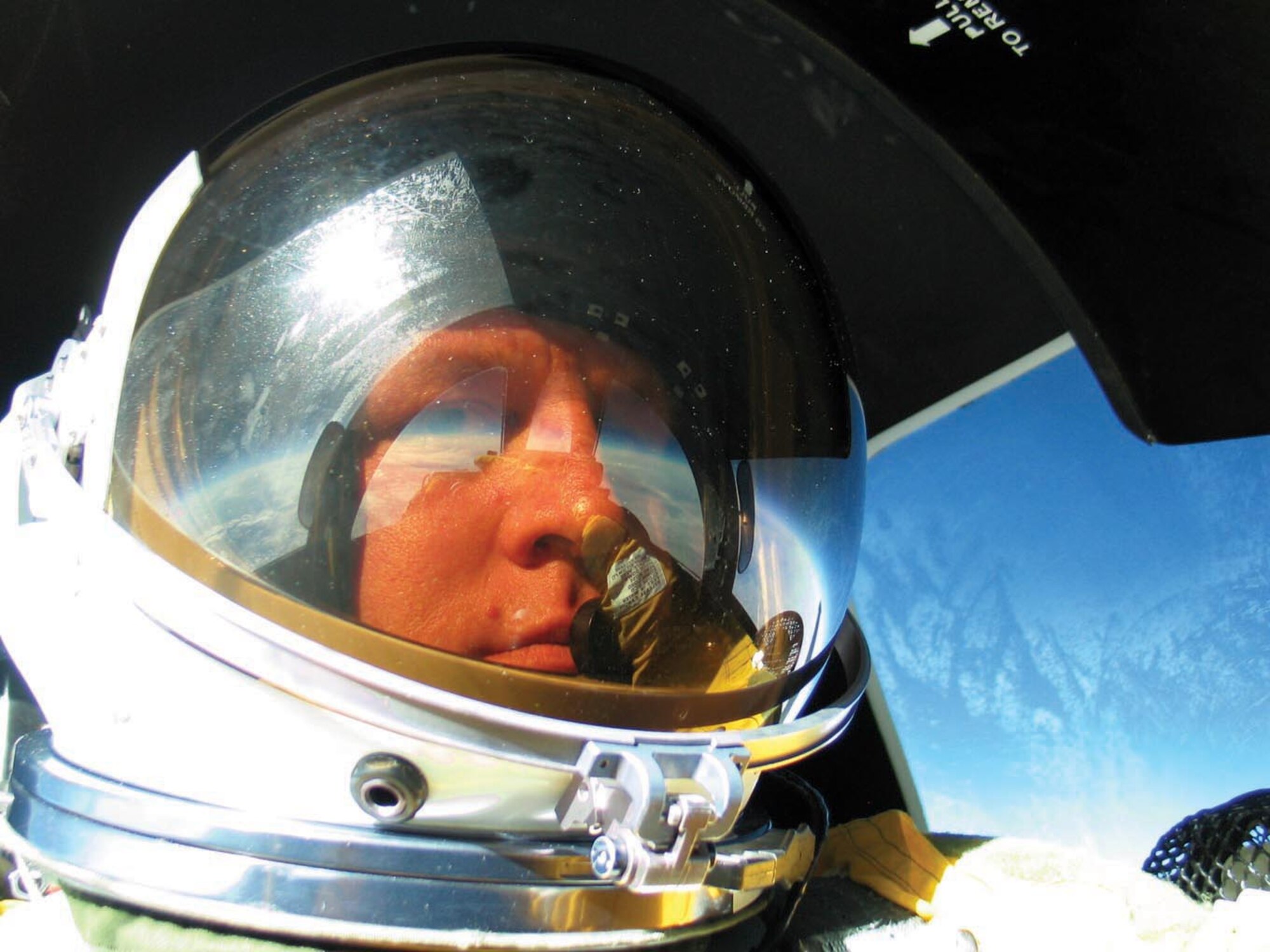 Col. Chris Cook flies at 71,000 feet over California in a U-2 Dragon Lady during a recent mission. Colonel Cook is the 412th Operations Group commander at Edwards Air Force Base, Calif.  (Courtesy photo/Col. Chris Cook)
