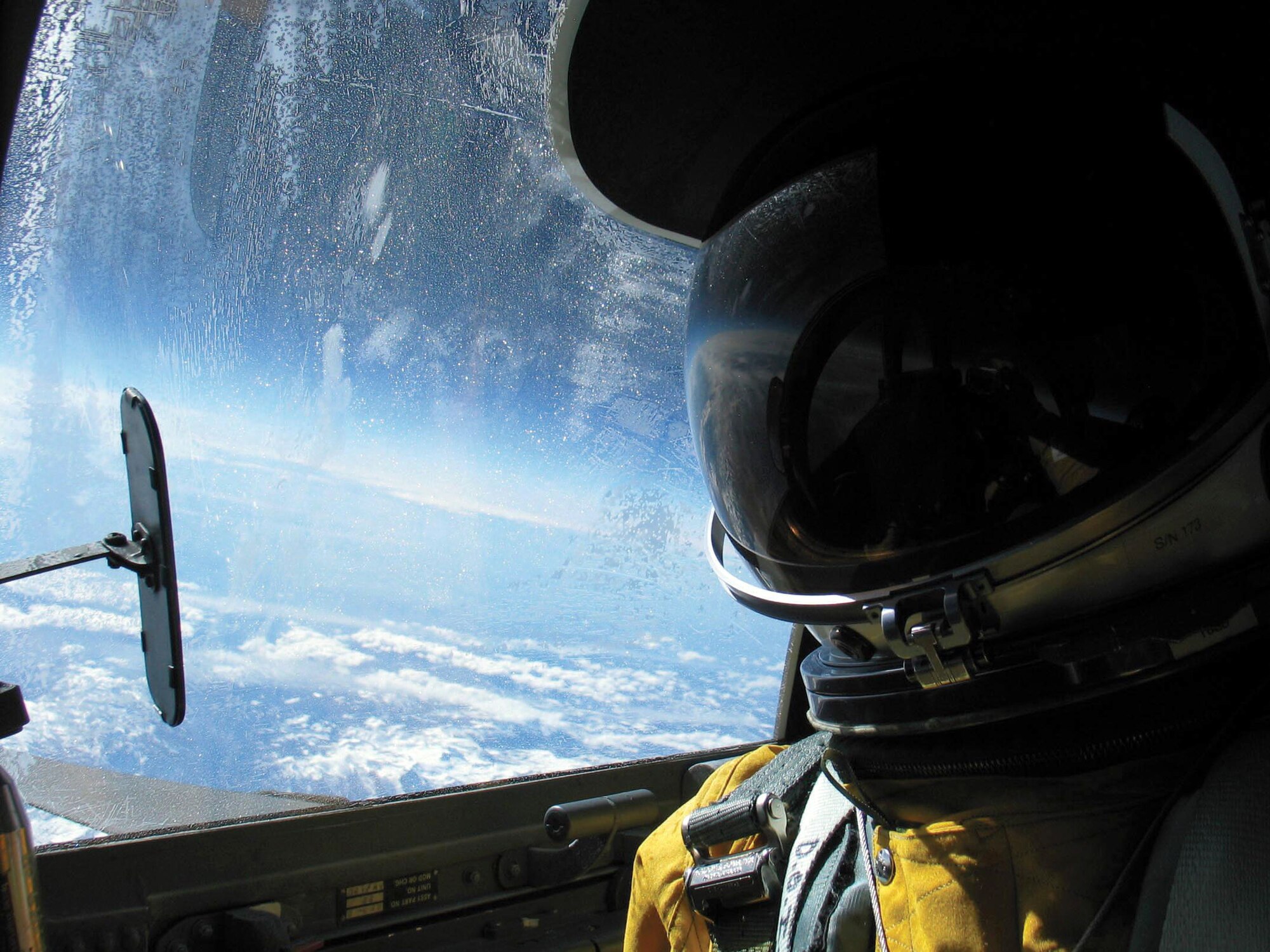 Col. Chris Cook gets a sweeping view of California from 71,000 feet during a recent flight in a U-2 Dragon Lady.  Colonel Cook is the 412th Operations Group commander at Edwards Air Force Base, Calif. (Courtesy photo/Col. Chris Cook)
