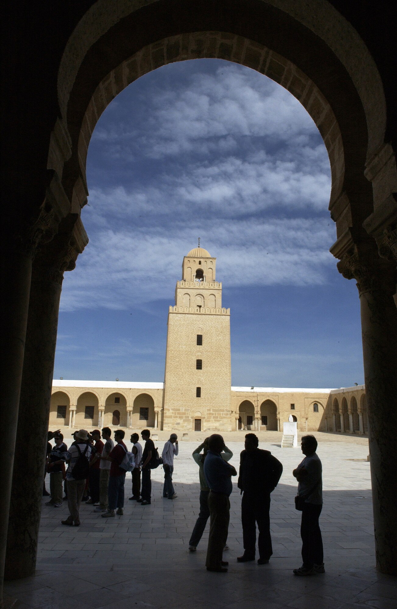 Air Force medical specialists participating in Exercise MEDLite 2006 in Tunisia visit the Great Mosque of Kairouan as part of a cultural exchange day Sunday, April 2, 2006. MEDLite 2006, held at Kharrouba Air Base, provides the opportunity for Air Force medical specialists to exchange medical skills, techniques and procedures with Tunisian military medical personnel. (U.S. Air Force photo/Tech. Sgt. Rick Sforza)