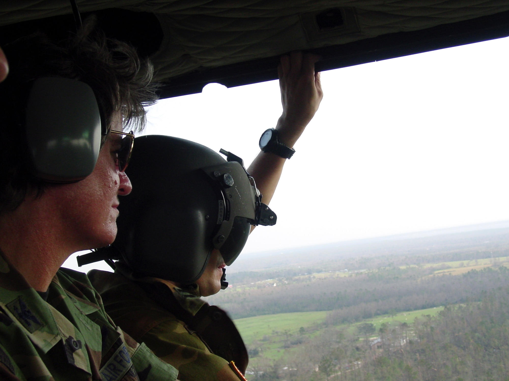 Col. Jennifer Pickett, 571st Contingency Response Group commander, surveys damage in the Gulf Coast after Hurricane Katrina blew through the area in August, 2005.