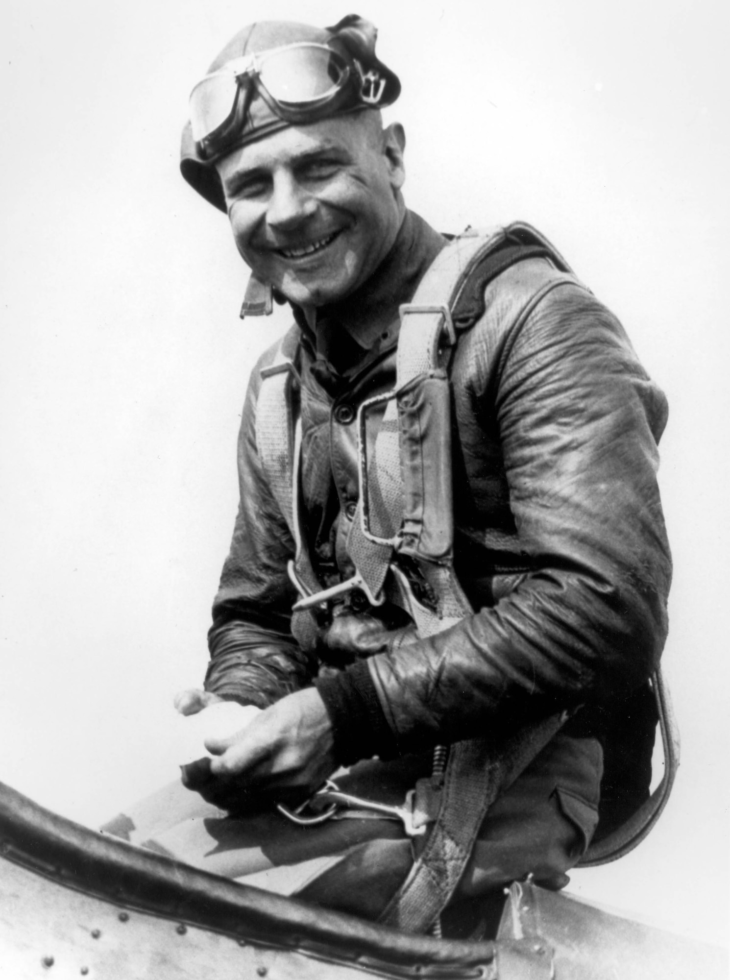 Lt. James H. "Jimmy" Doolittle, Doolittle made history as the first pilot to fly coast-to-coast in less than a day in a modified DeHavilland DH-4, in September 1922.  Equipped with crude navigational instruments, he traveled from Pablo Beach, Fla., to San Diego, Calif., in 21 hours and 19 minutes. He made only one refueling stop at Kelly Field. The military gave him the Distinguished Flying Cross for this historic feat. (U.S. Air Force photo)
