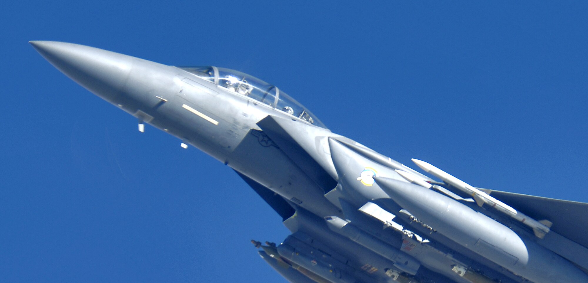 An F-15E Strike Eagle soars over the mountains of Afghanistan in support of Operation Mountain Lion on Wednesday, April 12, 2006. The crew and fighter are deployed to the 336th Expeditionary Fighter Squadron in Southwest Asia from the 4th Fighter Wing at Seymour Johnson Air Force Base, N.C. (U.S. Air Force photo/Master Sgt. Lance Cheung)
