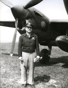 Lt. Gen. James H. Doolittle stands in front of a P-38 Lightning. (Courtesy photo)