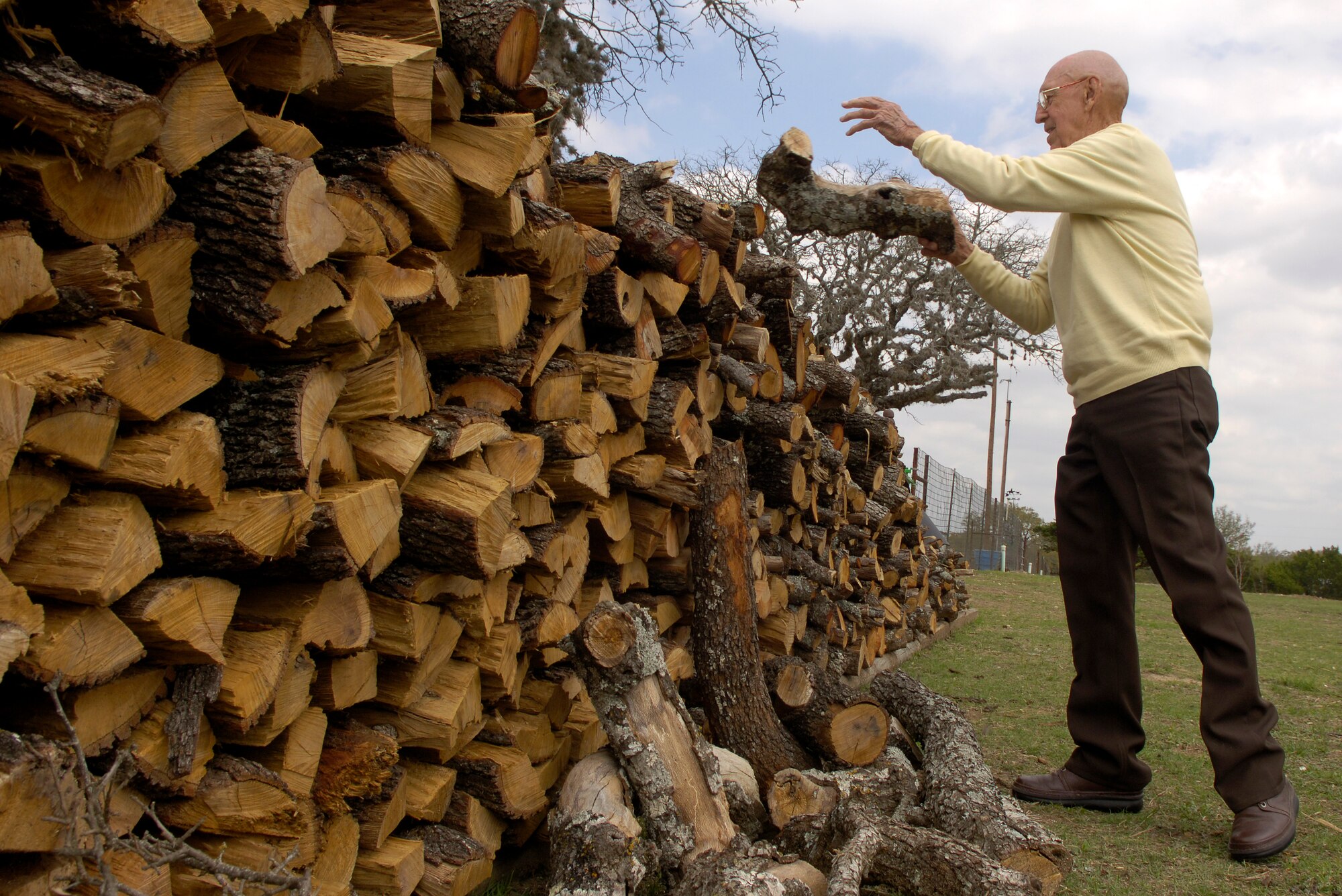 Even at 90 years of age, retired Lt. Col. Dick Cole remains active on his farm in Comfort, Texas.  Colonel Cole was one of 80 men, led by then Lt. Col. James Doolittle, who volunteered to bomb mainland Japan on April 18, 1942.  Colonels Cole and Doolittle were the pilots of the first of 16 B-25 Mitchell medium bombers that launched from the USS Hornet, floating approximately 500 miles from Japan's coast.  The mission was the first American strike on the Japanese mainland.  Only 16 of the original 80 men remain alive today. (U.S. Air Force photo/Senior Airman Brian Ferguson)