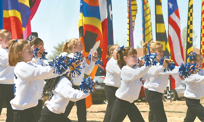 CANNON AIR FORCE BASE, N.M. -- The Dance and Cheer Force entertained audiences Saturday. The Dance and Cheer Force is for girls ages three to 16 in the Clovis and Portales base housing and Cannon’s youth program. (U.S. Air Force photo by Janet Taylor-Birkey)