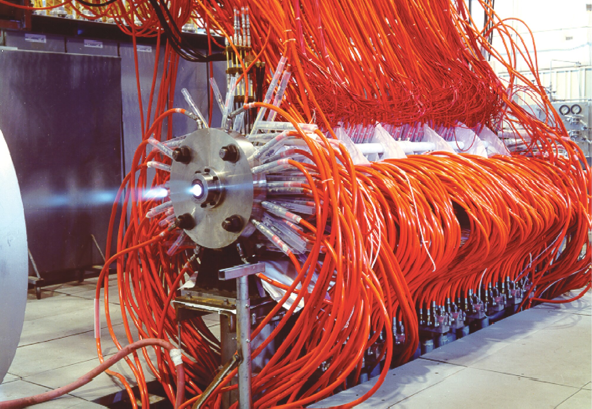 ARNOLD AIR FORCE BASE, Tenn. — An H3 Arc heater undergoes tests prior to the installation of the model injection system. (Air Force photo)