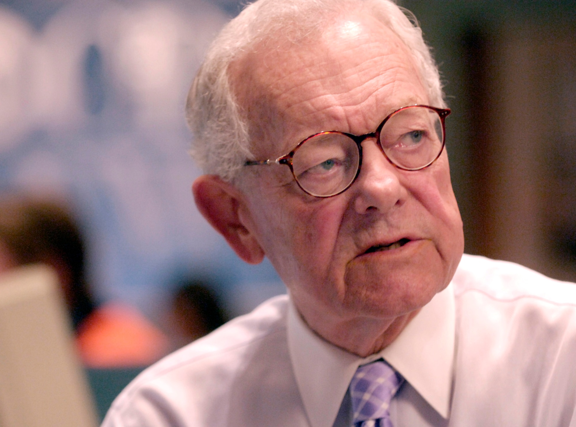 Bob Schieffer, chief Washington correspondent for "CBS News" and anchor/moderator of "Face the Nation," works on the lineup at CBS in New York City on Tuesday, April 11, 2006. Mr. Schieffer once served as an Air Force public affairs officer in the 1960s at Travis Air Force Base, Calif. (U.S. Air Force photo/Master Sgt. Scott Wagers)