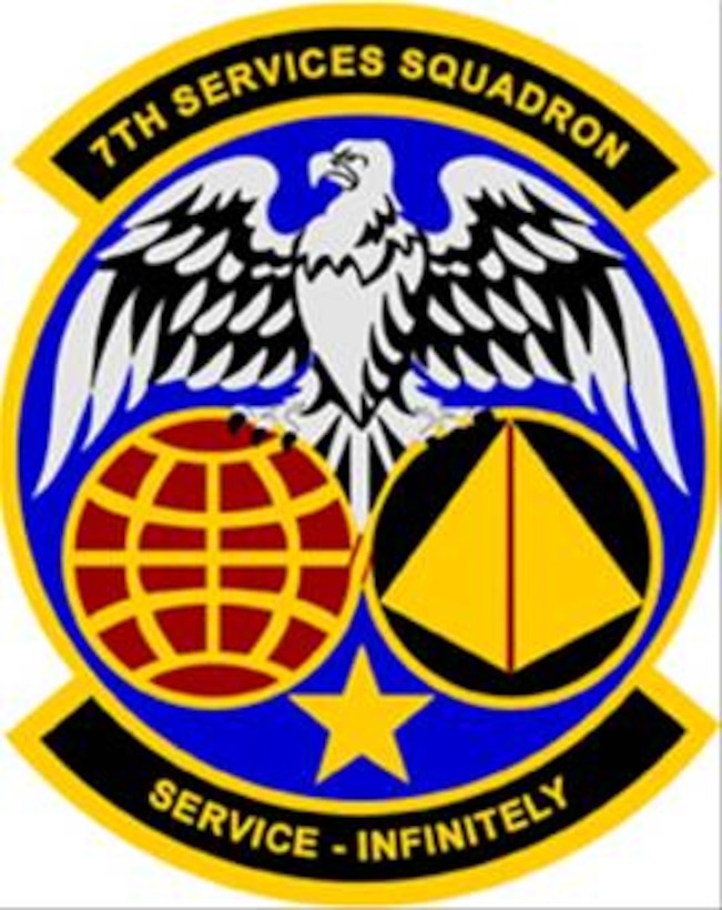 7th Services Squadron shield (color), provided by 7th Bomb Wing Public Affairs.
