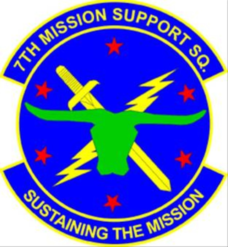 7th Mission Support Squadron shield (color), provided by 7th Bomb Wing Public Affairs.