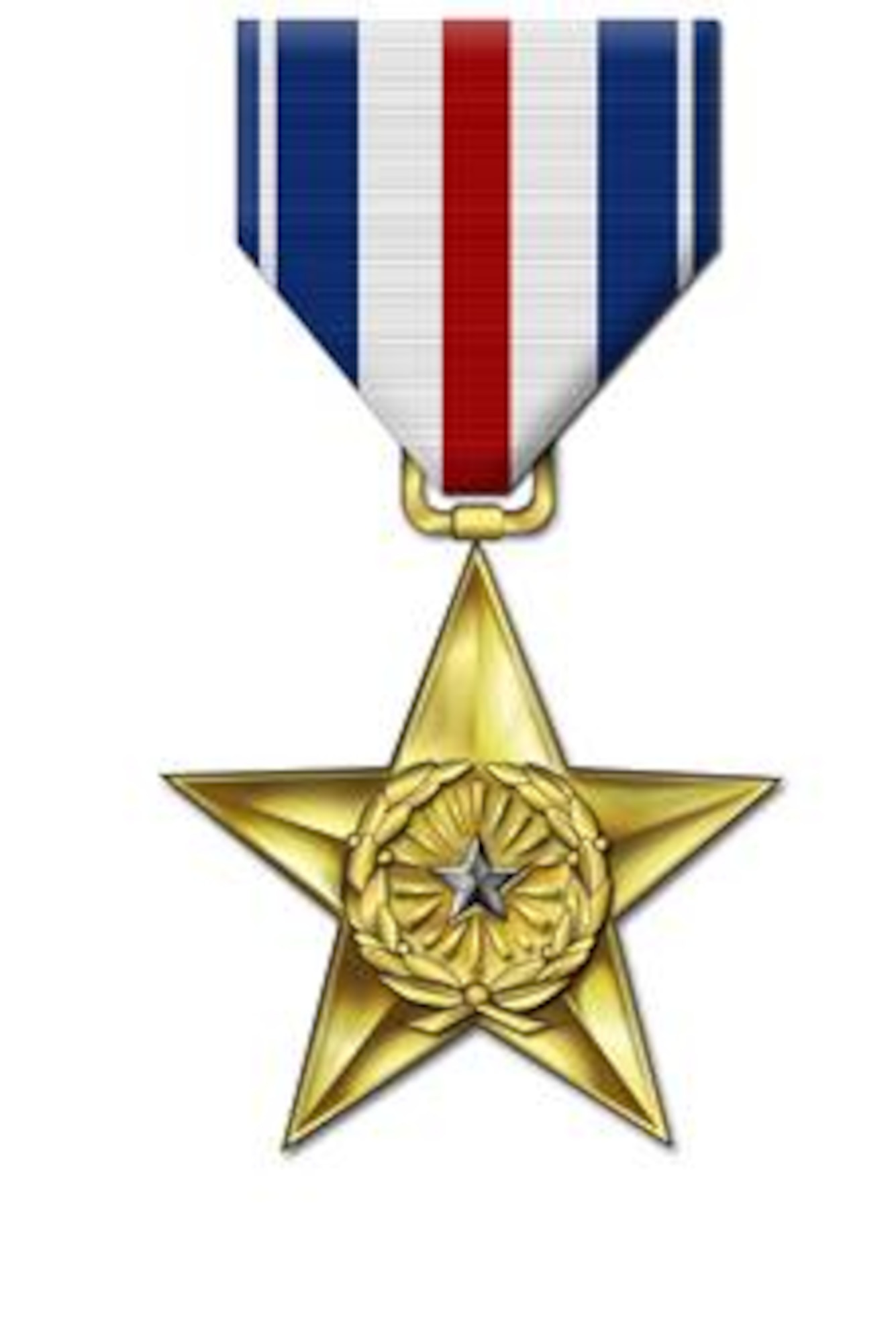 The Silver Star.  Illustrated by Virginia Reyes of the Air Force News Agency.  This image is 4x6 inches @ 200 ppi.  The Silver Star is the successor decoration to the Citation Star which was established by an act of Congress on July 9, 1918.  It is currently awarded by all branches of the Armed Forces to any person who, while serving in any capacity, is cited for gallantry in action against an enemy of the United States while engaged in military operations involving conflict with an opposing foreign force, or while serving with friendly forces against an opposing Armed Force in which the United States is not a belligerent party.